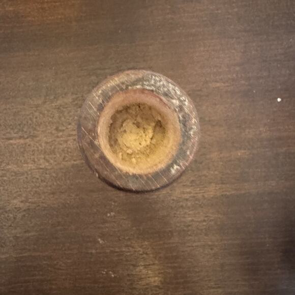 VTG Wooden Candle Stick Holder Hand Painted Floral Signed RH Primitive Folk Art - Picture 11 of 14